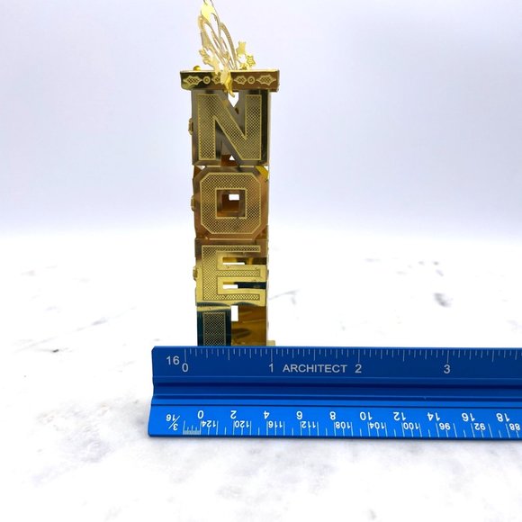 1980s Kitsch Ornament "Noel" Gold Tone Metal 3-Dimensional Christmas - Picture 7 of 12